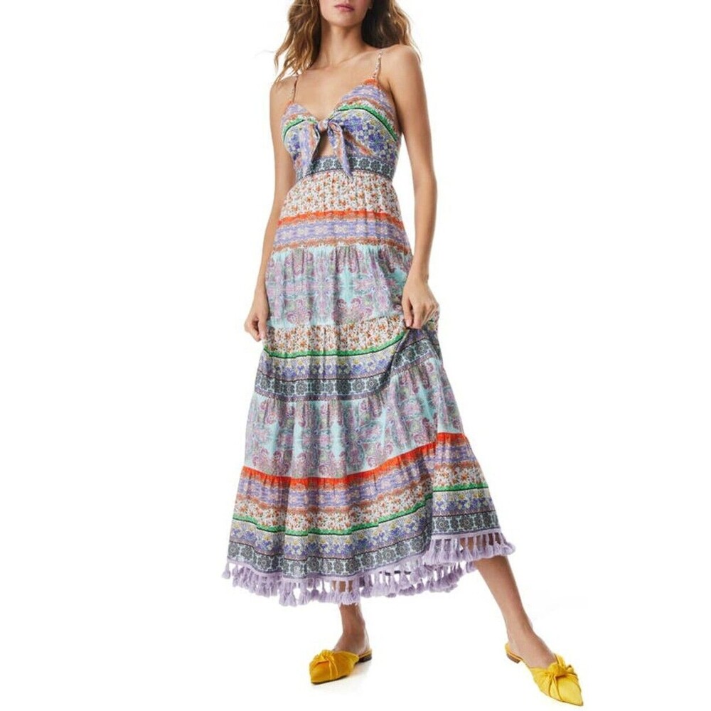 NWT. $595 Alice + Olivia Minka Tie Front Maxi Dress Sz 8